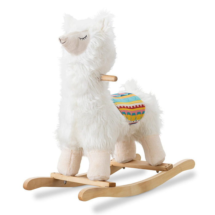 JOON Lola Shaggy Hair Ride-On Llama Rocking Horse With Sound Effects, White