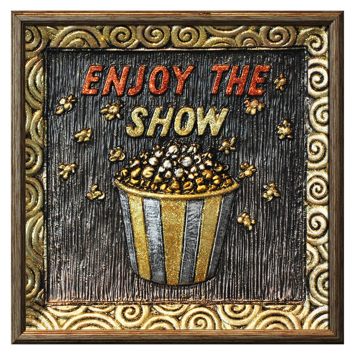 Premius 3D Enjoy The Show Framed Wall Decor, Brown, 14x14 Inches