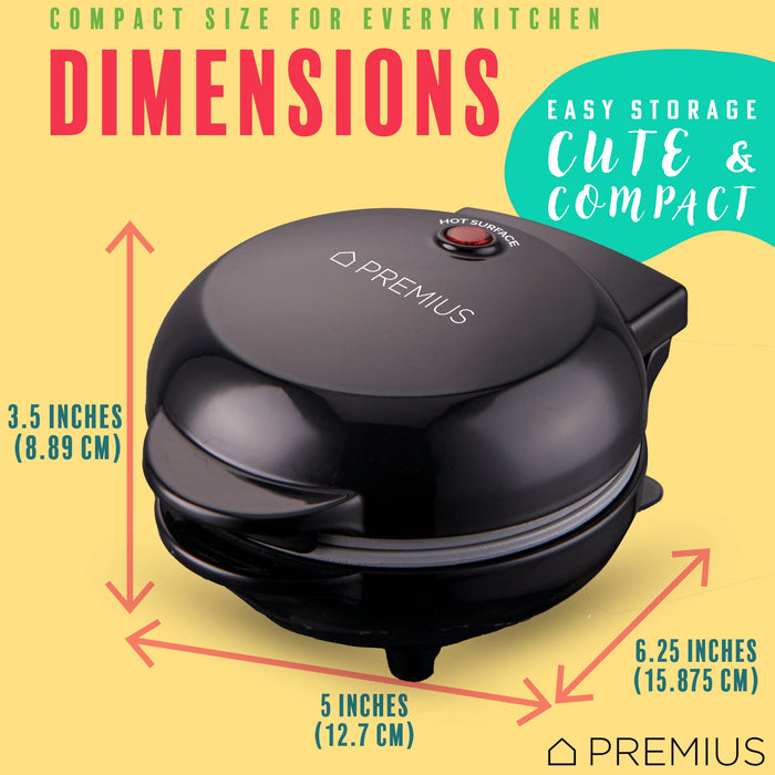 PREMIUS Ceramic Non-Stick Mini Snack Flat Griddle Maker, 4 Inch Mold