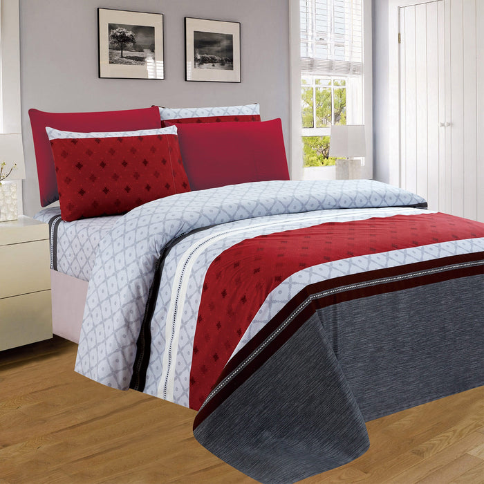 PREMIUS Ruby Printed Wrinkle Free Microfiber Sheet Set