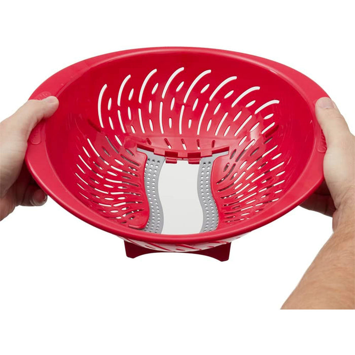 Home Basics Colander Bowl With Slide Open Bottom, Red