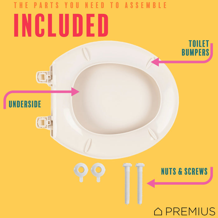 PREMIUS Beveled Plastic Toilet Seat, Standard Round, 17 Inches