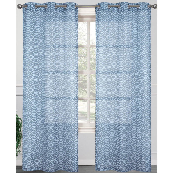 Carmen 2 Pack Morrocan Sheer Grommet Window Panel, 2-38x84 Inches