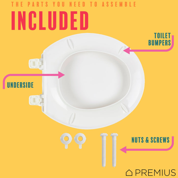 PREMIUS Beveled Plastic Toilet Seat, Standard Round, 17 Inches
