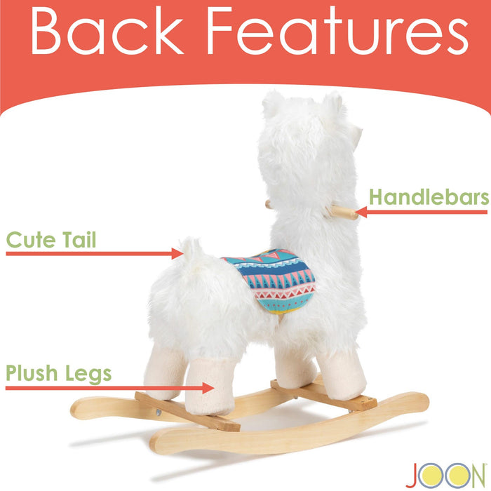 JOON Lola Shaggy Hair Ride-On Llama Rocking Horse With Sound Effects, White