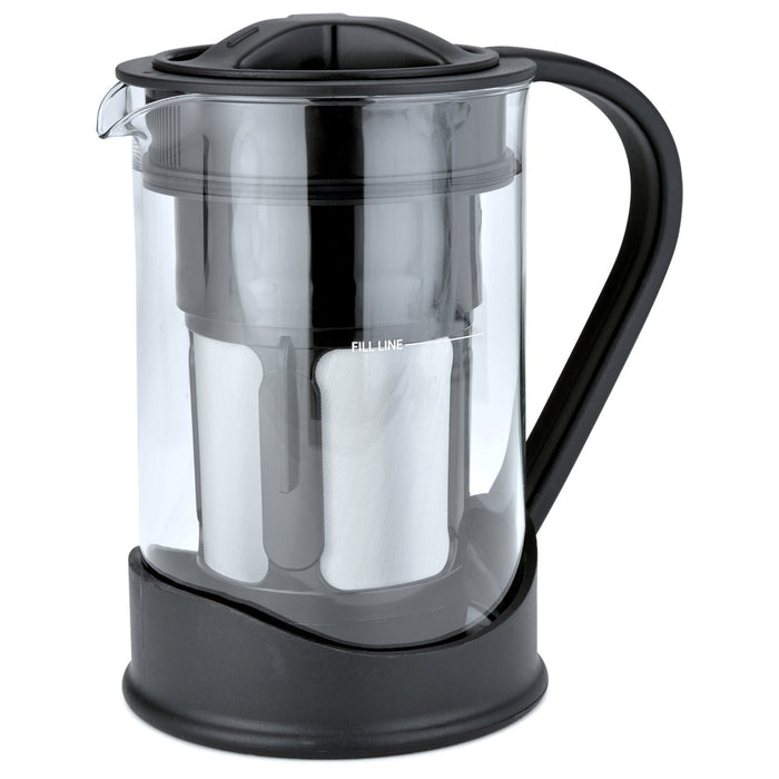 Spigo Cold Brew Coffee Maker with Borosilicate Glass Pitcher, Black, 1 Liter, 8x5 Inches