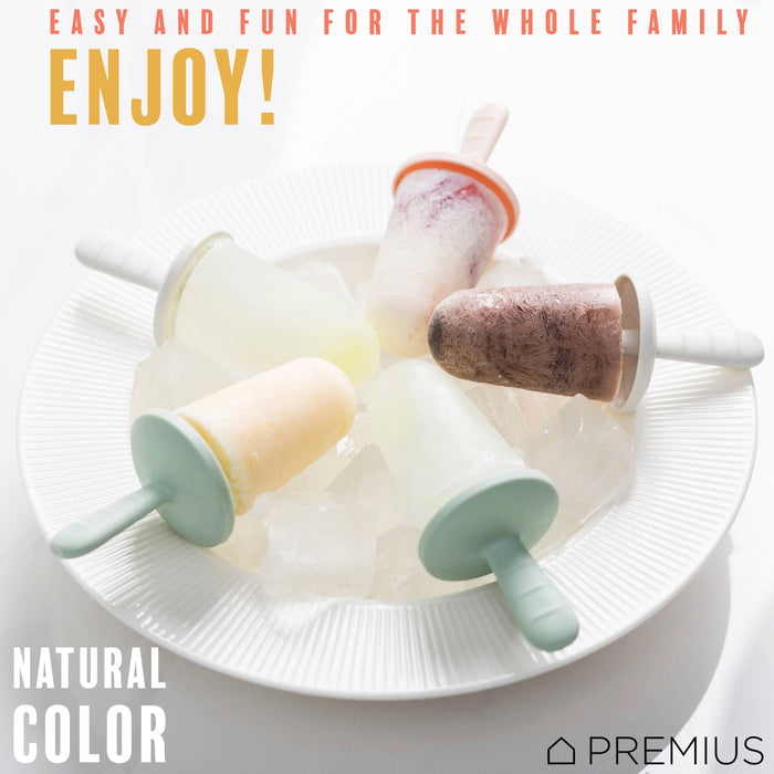 PREMIUS 4 Silicone Ice Pop Maker Mold Set, White, 9.25x2.95x4.52 Inches