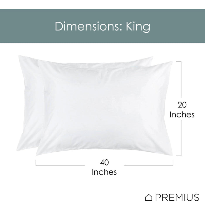 Premius 2 Pack Zippered Waterproof Pillow Protector, White