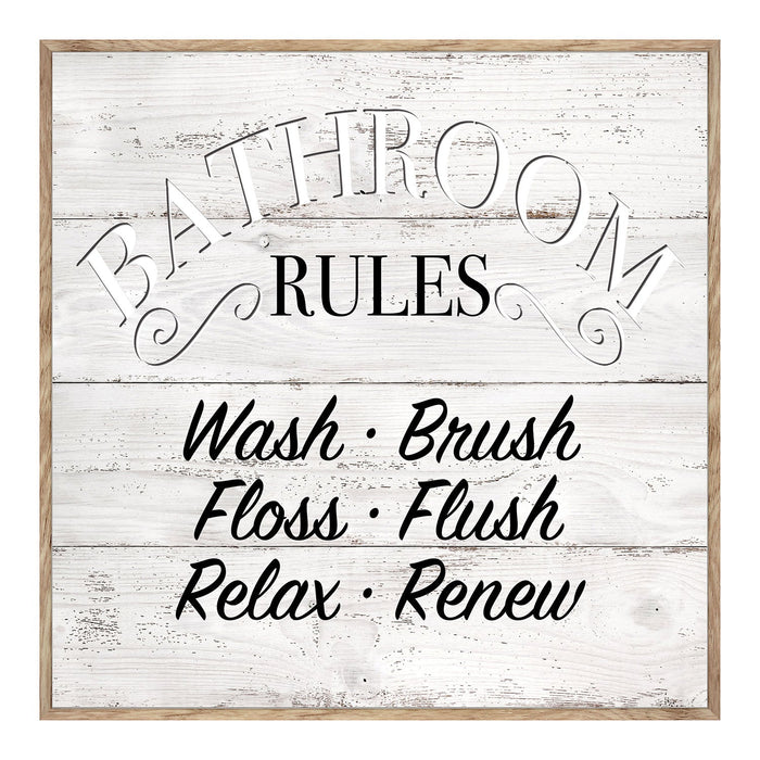 Premius Bathroom Rules Bathroom Wall Decor, 14x14 Inches