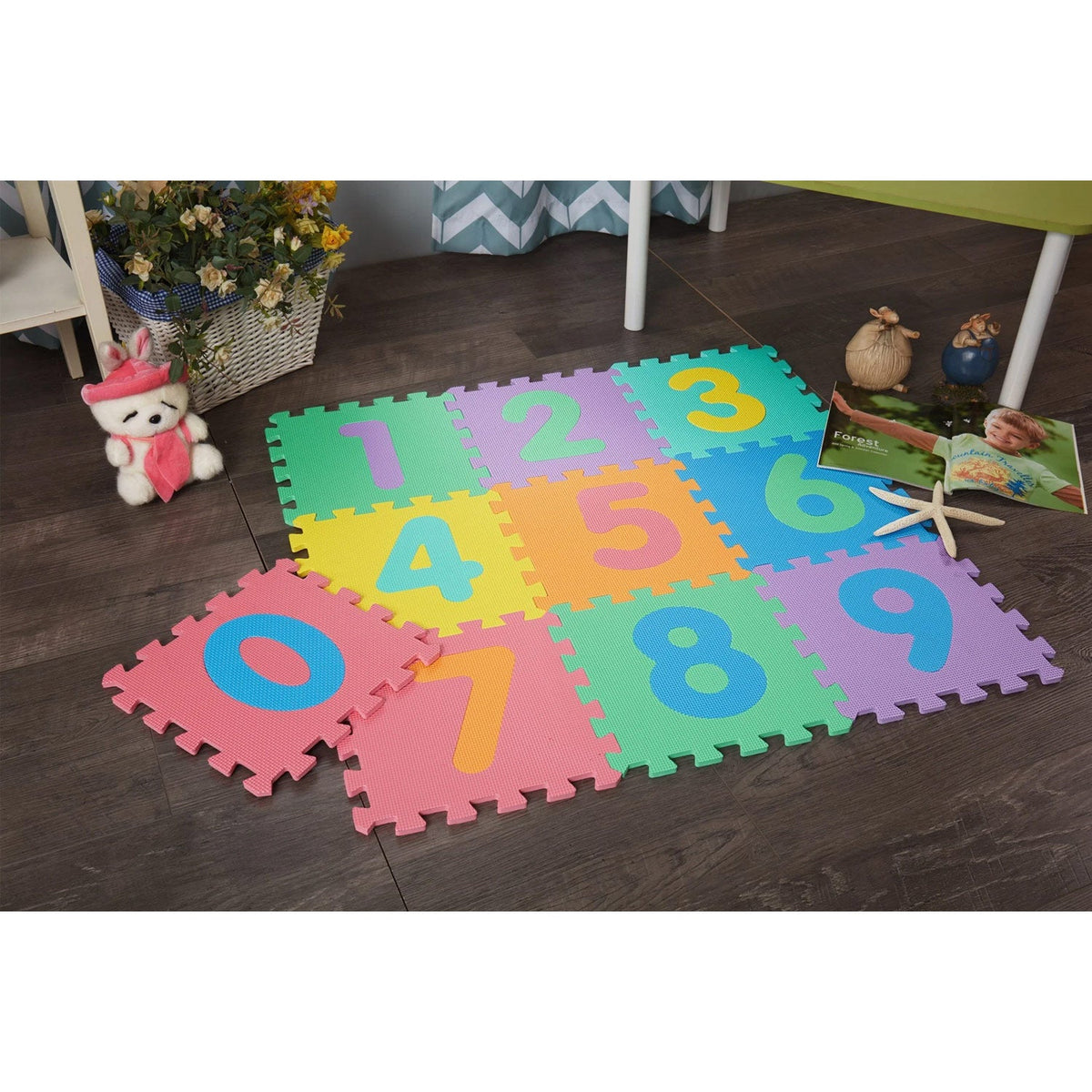 PREMIUS 10-Piece EVA Foam Floor Mat Foam with Numbers Cutouts, Ages 2 ...