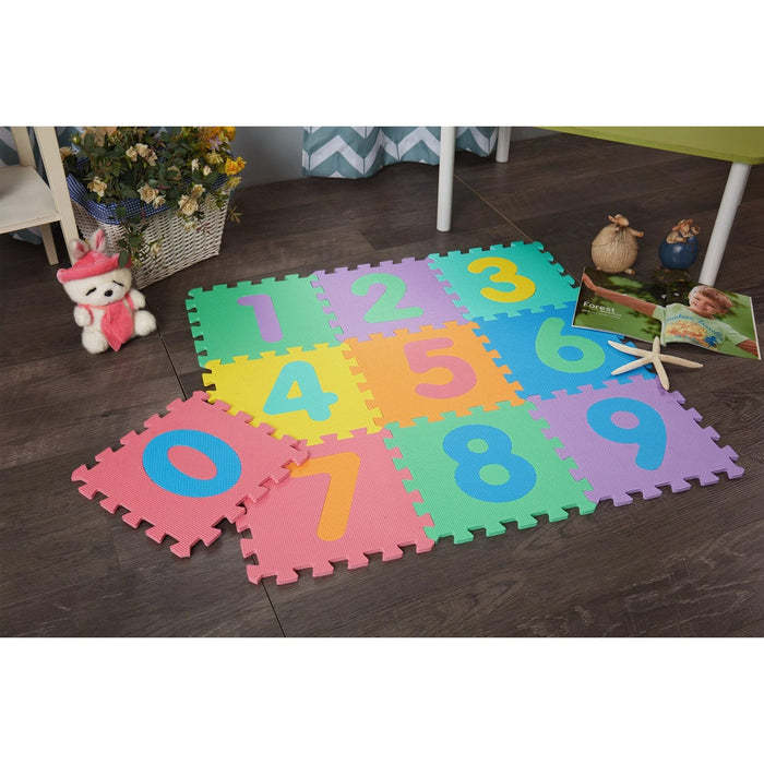 PREMIUS 10-Piece EVA Foam Floor Mat Foam with Numbers Cutouts, Ages 2+