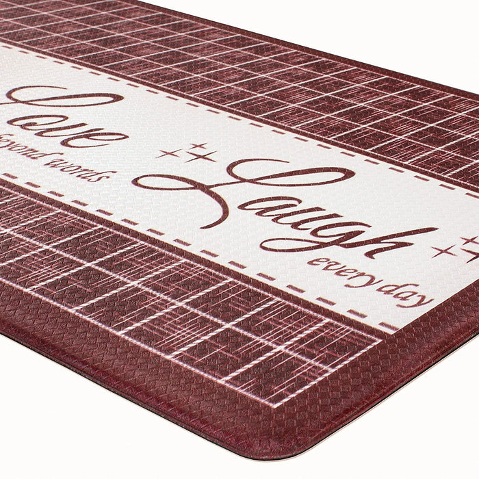 Achim Live Love Laugh Decorative Anti-Fatigue Mat, Burgundy, 18x30 Inches