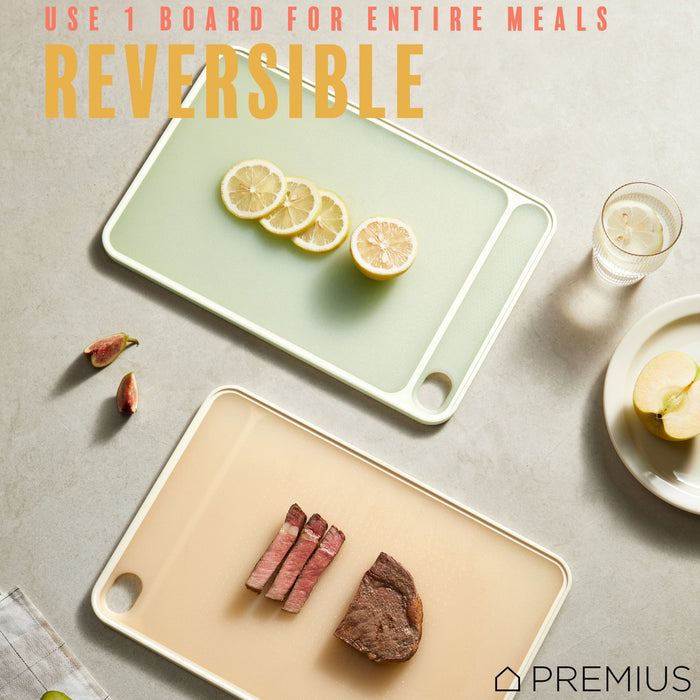 PREMIUS Reversible Non-Slip Cutting Board with Grater, Green, Large, 10.82x16.12 Inches