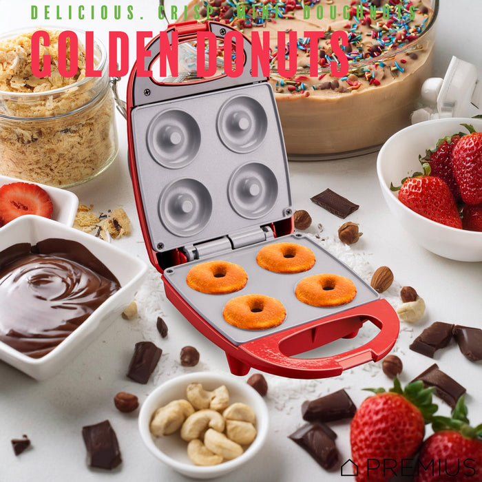 PREMIUS Ceramic Non-Stick Mini Snack Donut Maker, 2 Inch Mold, 4 Count