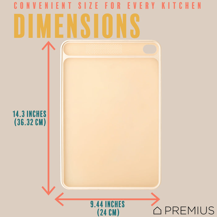 PREMIUS Reversible Non-Slip Cutting Board with Grater, Orange-Cream, Medium, 9.44x14.3 Inches