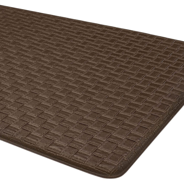 Achim Woven-Embossed Faux-Leather Anti-Fatigue Mat, Espresso, 18x30 Inches