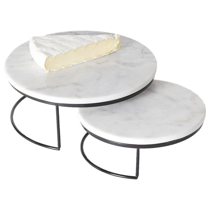 Sophia Grace 2-Piece Round Table Riser, Marble-Black, 10x10x4 & 8x8x4 Inches