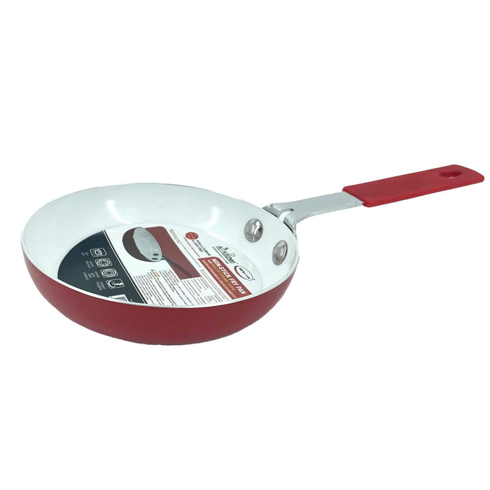 PREMIUS Mini Non-Stick Egg Frying Pan with Ceramic Coating, Red, 4.7 Inches