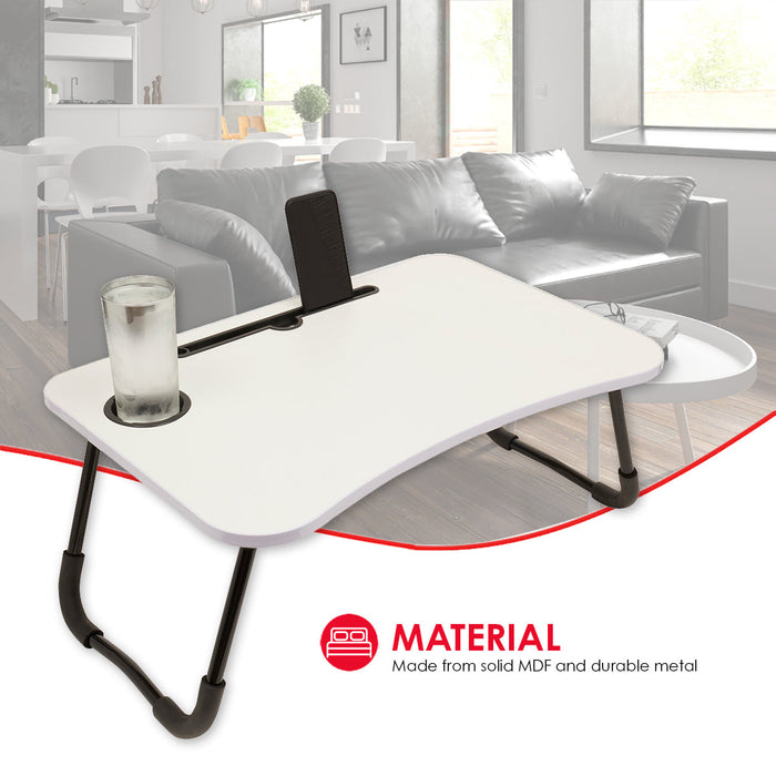 Home Basics Laptop And Tablet Tray with Folding Legs, White, 23.75x16x10 Inches