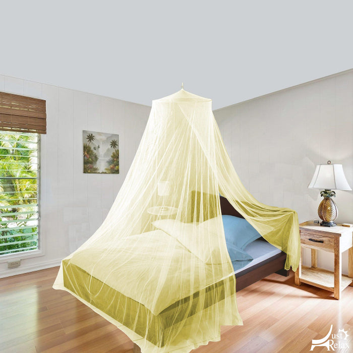 Just Relax Elegant Mosquito Net Bed Canopy Set, Yellow, Queen-King