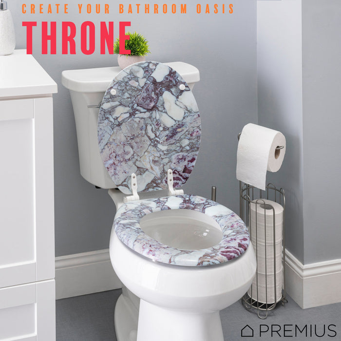 PREMIUS Wood Toilet Seat, Purple Marble, Standard Round, 17 Inches