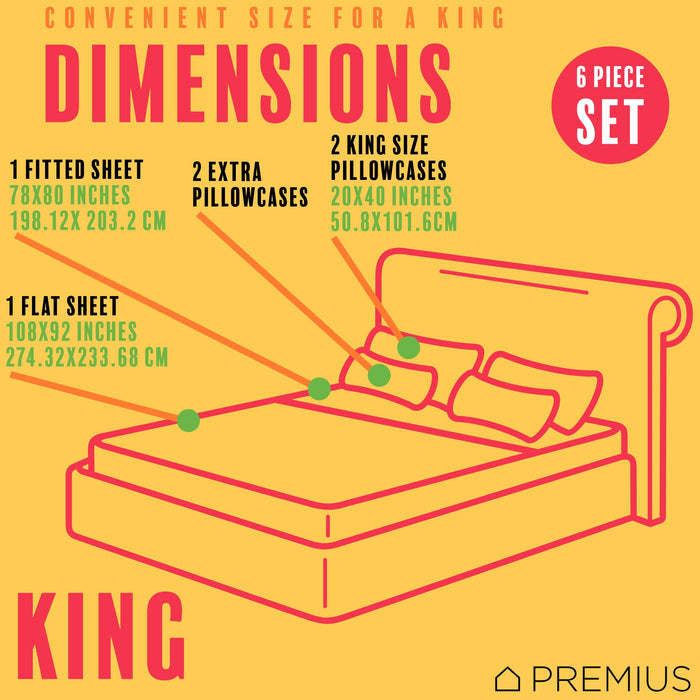 PREMIUS Lucea Soft Wrinkle-Free Microfiber Sheet Set, Soft Blue-Orange