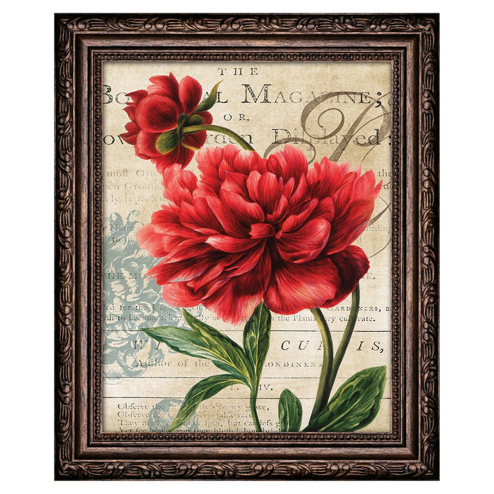 Premius Floral Small Traditional Framed Wall Art, Red, 9x11 Inches