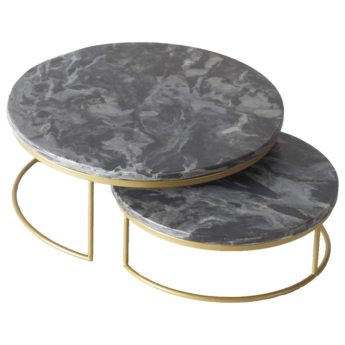 Sophia Grace 2-Piece Round Table Riser, Black Marble, 10x10x4 & 8x8x4 Inches