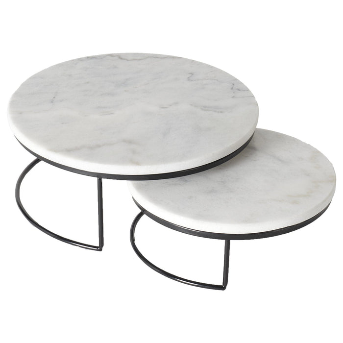 Sophia Grace 2-Piece Round Table Riser, Marble-Black, 10x10x4 & 8x8x4 Inches