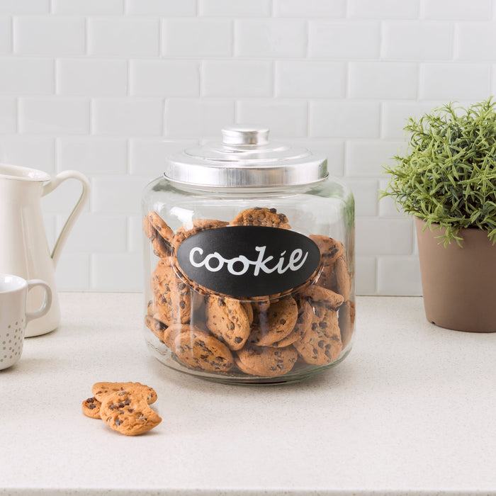 Home Basics Cookie Jar With Metal Top, 7.5x7.5x9.5 Inches