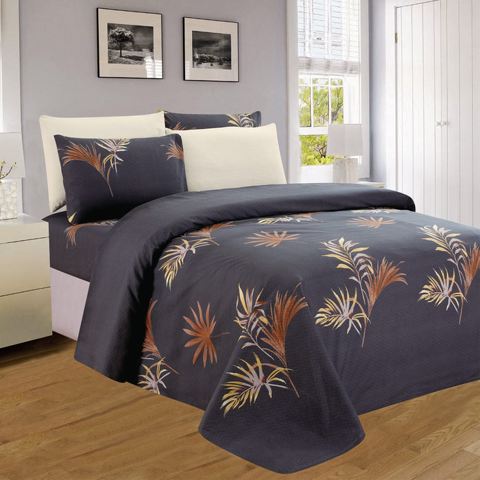 PREMIUS Palms Printed Wrinkle Free Microfiber Sheet Set