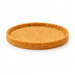 Single shallow round golden Sablé Breton tart shell on white background