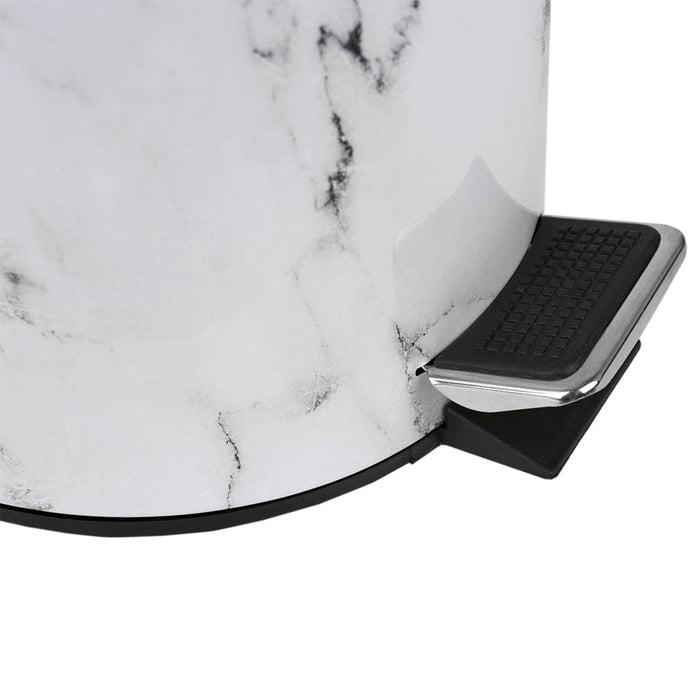 Home Basics Faux Marble Waste Bin, White-Gray, 3 Liters