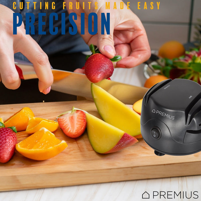 PREMIUS Compact 3-in-1 Electric Knife Sharpener System, Black