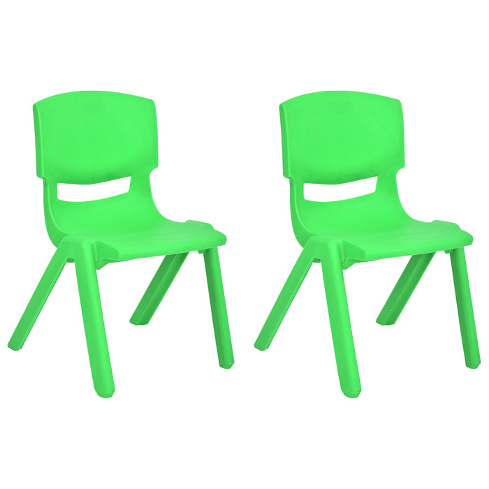 JOON Stackable Plastic Kids Learning Chairs, Green, 20.5x12.75X11 Inches, 2-Pack (Pack of 2)