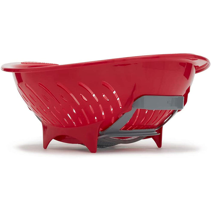 Home Basics Colander Bowl With Slide Open Bottom, Red