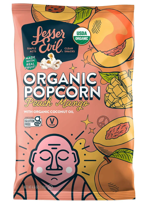 Bags  Lesser Evil Popcorn (Pack of 12) 4.6 Oz Peach Mango Bags