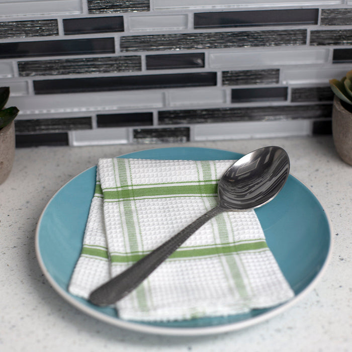 Home Basics 4 Pack Stainless Steel Dinner Spoons Set with Textured Handles, Silver