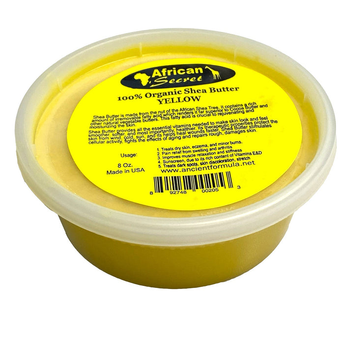 African Secret 100% Organic Shea Butter, Smooth, Yellow, 8 Ounces