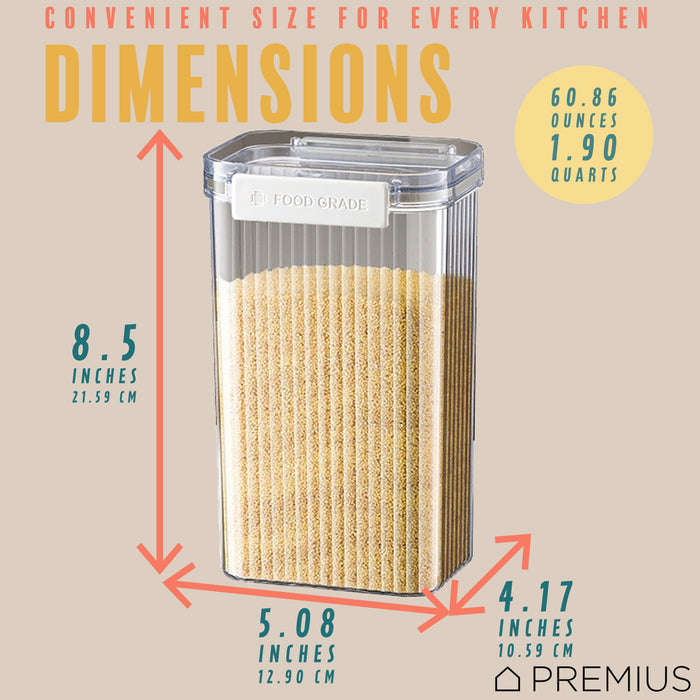 PREMIUS Plastic Food Storage Container, Rectangle, Clear-Natural