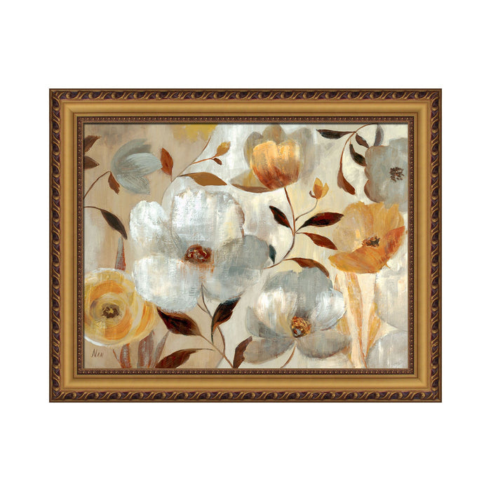 PREMIUS August�s Garden Framed Wall Art, White-Yellow, 33x33 Inches