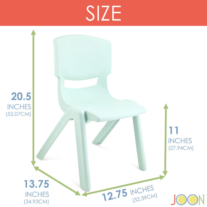 JOON Stackable Plastic Kids Learning Chairs, Mint Green, 20.5x12.75X11 Inches, 2-Pack (Pack of 2)