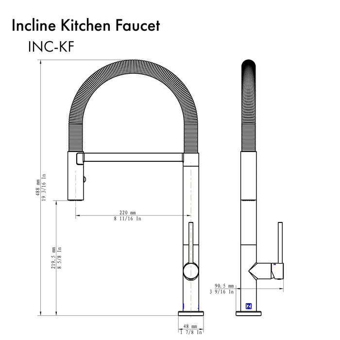 ZLINE Incline Kitchen Faucet INC-KF-PG