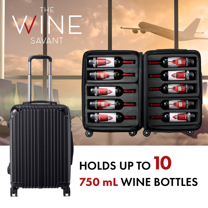 Wine Bottle Suitcase | Holds 10 Standard 750 ML Size Bottles