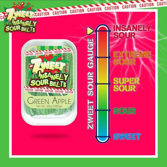 Insanely Sour Green Apple Belts | Zweet | 10 oz