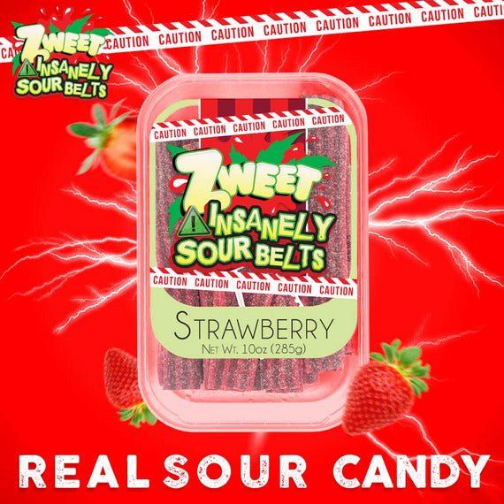 Insanely Sour Strawberry Belts | Zweet | 10 oz