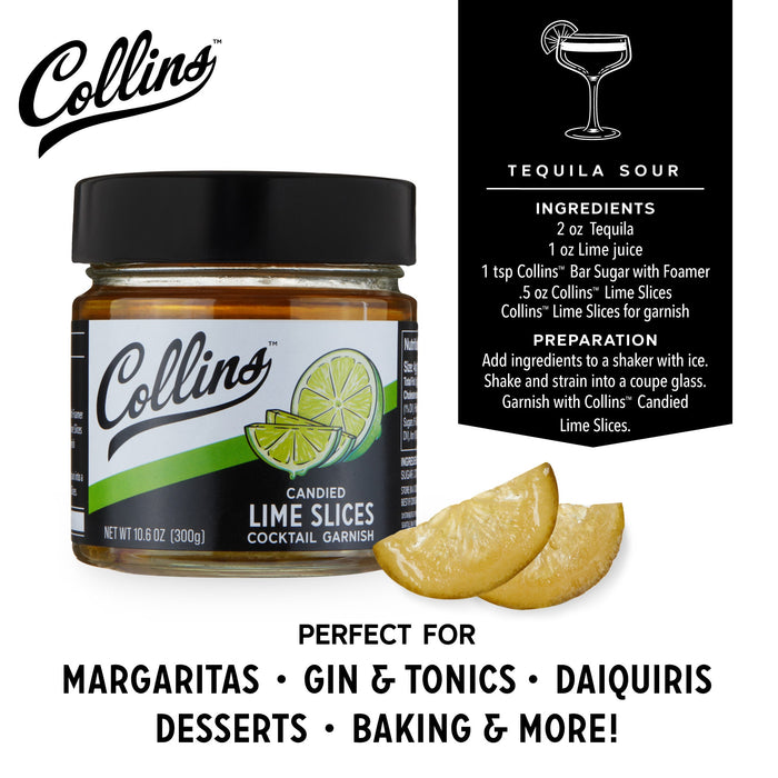 Collins Candied Lime Slices in Syrup 10.6 oz , Set of 6