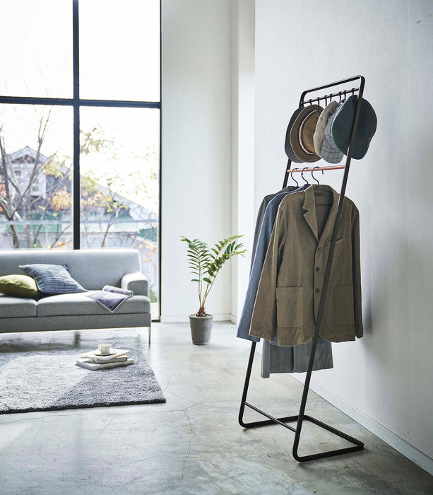 Coat Rack with Hat Storage (66" H)  - Steel + Wood