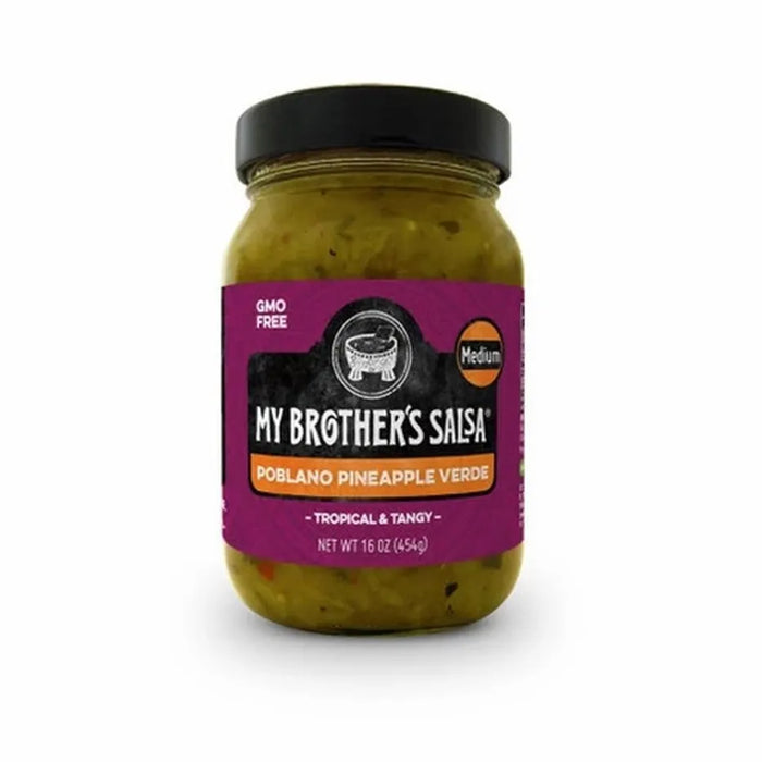My Brother's Salsa Poblano Verde Pineapple Salsa - Case of 6 - 16 oz Bottles