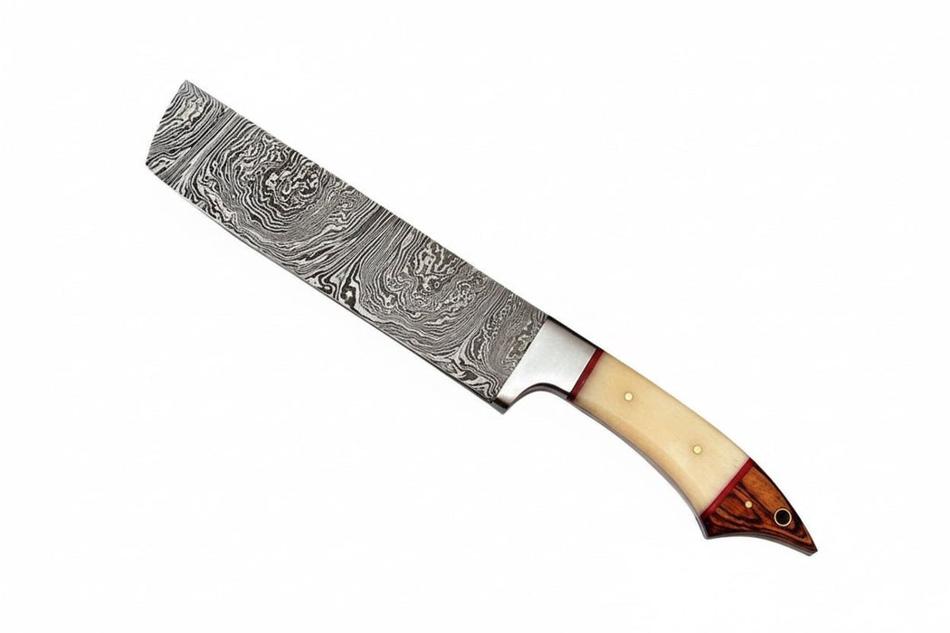 Handmade Damascus Steel Kitchen Knife Set with Bone and Wood Handles